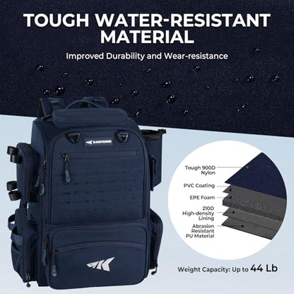KastKing Bait Boss Fishing Tackle Backpack with Rod Holders-4 Tackle Boxes-Rain Cover,Storage for Fishing Gear - color: G: Blue (Aluminum Back Support System)