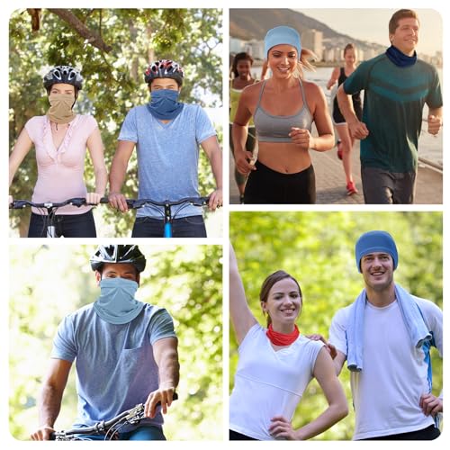 Geyoga Summer UV Protection Cooling Neck Gaiter | Sunscreen Breathable Face Scarf Bandana Mask Neck Gaiter for Outdoor Fishing Hiking Camping - color: Neutral Colors