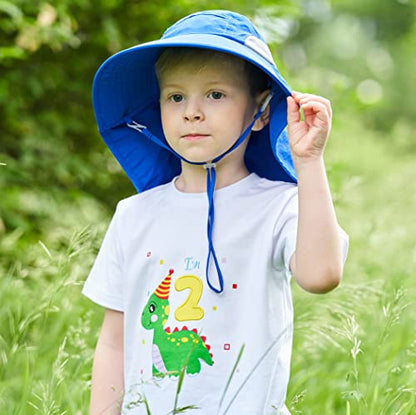 Connectyle Kids Large Brim UV Protection Sun Hat with Neck Flap Mesh Fishing Cap - color: Blue