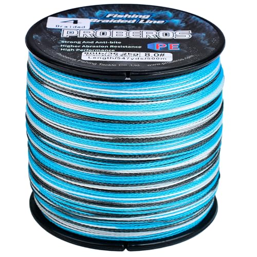 Braided Fishing Line 4 Strands Stronger Multifilament PE Braid Wire for Saltwater 6LB-100LB 110yards 328yards 547yards Super Strong Superline - color: Camouflage Blue, size: 328Yds/30LB