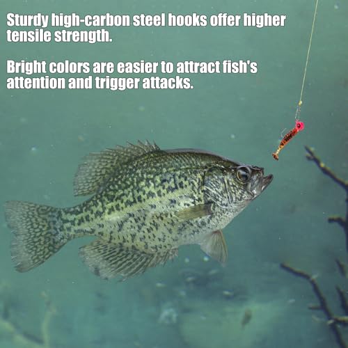Alwonder 50-Pack Crappie Jigs Ice Fishing jig Heads Hooks with 3D Eyes, Eye-Catching Vivid Crappie Panfish Lures Bass Trout Fishing Jig Head, 1/32oz 1/16oz 1/8oz Jigs Heads Freshwater - size: 1/16oz