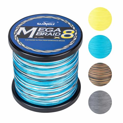 Braided Fishing Line, 8 Strands, Abrasion Resistant, No Stretch, Colored for Visibility, Saltwater/Freshwater - color: X8 Blue Camo, size: 40LB (150 yards)