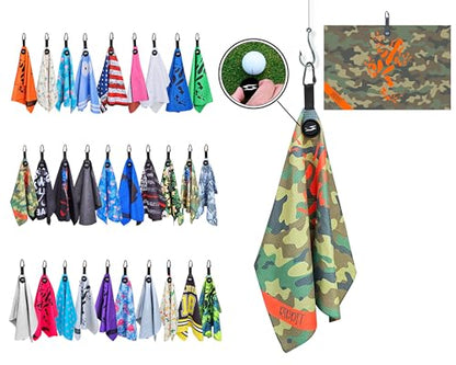 Rippit Magnetic Waffle Golf Towel – Large 16"x24" Microfiber Golf Club Ball Magnet Clip to Hang on Bag Cart Strong Premium Strength Ultra Absorbent Gear Men Gift (Rippit Camo) - color: Rippit Camo