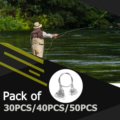 QISHUO Rigs Stainless Fishing Leader Steel High Strength Fishing Leader Saltwater Fishing Freshwater Wire Leaders Lures White Nickel - size: Size #3 (9.8in-40lb) 30pcs