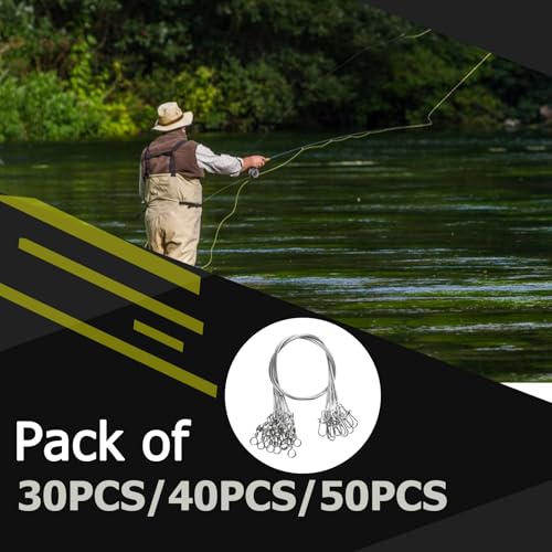 QISHUO Rigs Stainless Fishing Leader Steel High Strength Fishing Leader Saltwater Fishing Freshwater Wire Leaders Lures White Nickel - size: Size #6 (11.8in-70lb) 30pcs