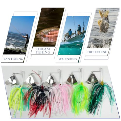 5 Pcs Bass Spinner Baits Buzz Bait Hard Metal Fishing Jigs for Bass Trout Pike Salmon 3.46in/0.31oz