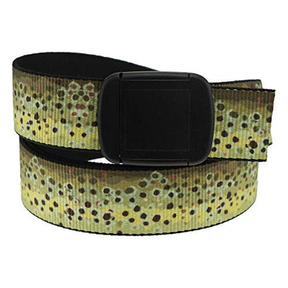 Thomas Bates Fish Pattern Metal Free Hiker Web Belts - color: Brown Trout Texture