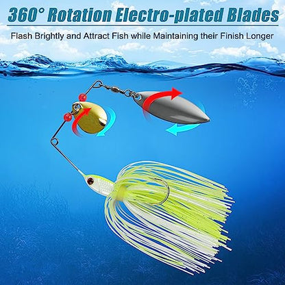 Spinner Baits Bass Fishing Lures Spinnerbaits Kit,Colorado Blades Jig Spinner Bait Lures Multicolor Buzzbait Swimbait Spinnerbait for Bass Trout Salmon Pike Crappie Fishing - color: 6pcs Spinner Baits