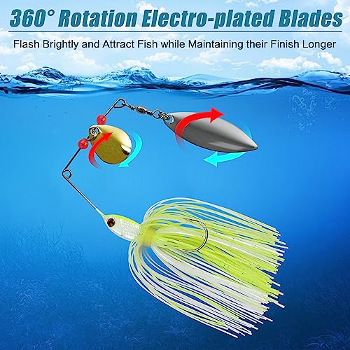 Spinner Baits Bass Fishing Lures Spinnerbaits Kit,Colorado Blades Jig Spinner Bait Lures Multicolor Buzzbait Swimbait Spinnerbait for Bass Trout Salmon Pike Crappie Fishing - color: 12pcs Spinner Baits