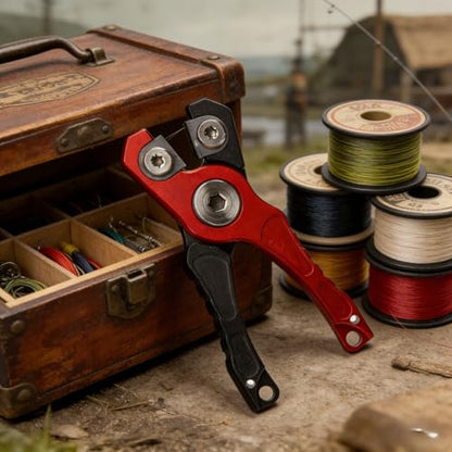 Compact Mini Fishing Line Cutter, Aluminum Alloy Scissors for Braided Lures, Easy-Carry Outdoor Fishing Tool RED