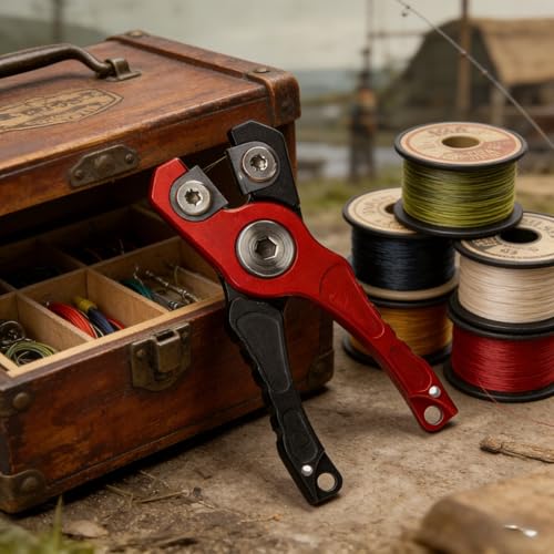 Multi-Use Mini Aluminum Alloy Fishing Cutter, Compact Scissors for Braided Lures, Outdoor Camping & Fishing RED