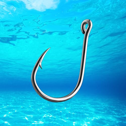 200pcs 10 Sizes Fishing Hooks with Portable Plastic Box, Carbon Steel Strong Sharp Fish Hook with Barbs for Seawater & Freshwater Catfish Trout Bass Octopus, Fishing Gift for Men