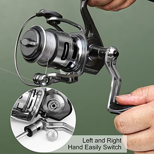 TRUSCEND Spinning Fishing Reel, Aviation Metal Material Body Reels, Industrial Durable-Strength, High Speed & Stability, Ultra-Light & Powerful, Smoother & Durable, Saltwater Freshwater Fishing Gear - color: C1-Black-2000