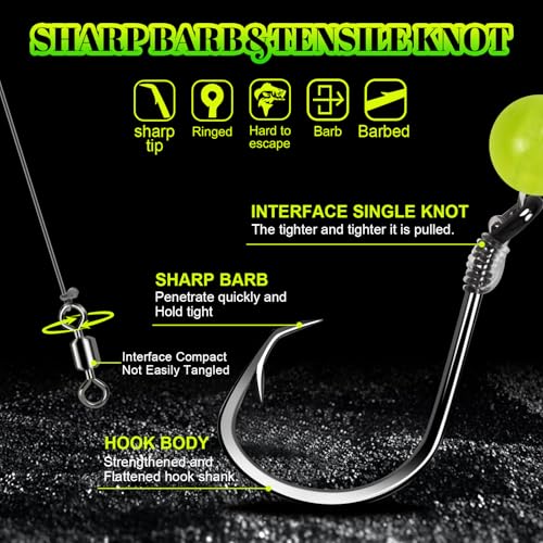 4Pcs Catfish Fishing Rigs Ready Kit, 2-in-1 Rattlesnake Sound Tube & Dual Rattling Beads, Heavy-Duty Circle Hooks, Adjustable Santee Rig Peg Float Rigs for Freshwater and Saltwater Catfishing