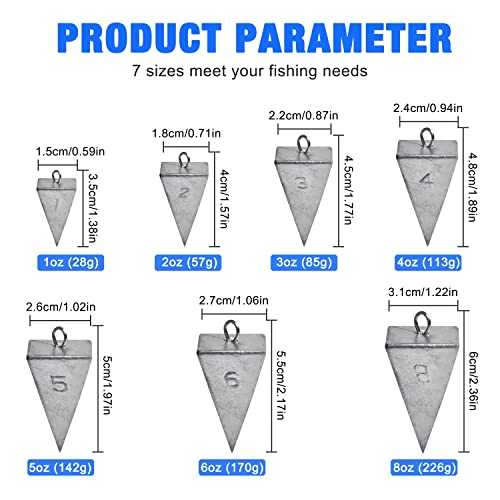 Pyramid Sinkers Fishing Weights Sinkers Saltwater Surf Fishing Weights Pyramid Weights Ocean Saltwater Fishing Gear Tackle 1oz 2oz 3oz 4oz 5oz 6oz 8oz - style: 6 Ounce, 4 Pack