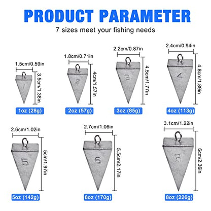 Pyramid Sinkers Fishing Weights Sinkers Saltwater Surf Fishing Weights Pyramid Weights Ocean Saltwater Fishing Gear Tackle 1oz 2oz 3oz 4oz 5oz 6oz 8oz - style: 5 Ounce, 5 Pack