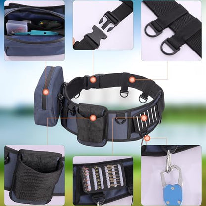 PELLOR Fishing Belt Rod Holder Adjustable Fishing Wading Belt - color: Blue（with Detachable Bag）