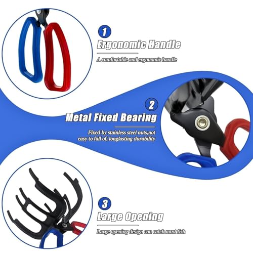 3 Claw Fish Gripper, Metal Fishing Pliers Gripper Catch Fish Control Clamp, Must Have Fishing Pliers Control Tool Fishing Accessories for Most Freshwater Fish Grip Tackle Holder - color: 3+2 claw