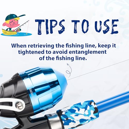 WIDDEN Kids Fishing Pole, Portable Telescopic Kids Fishing Poles for Boys and Girls, Fishing Rod and Reel Combo Kit with Tackle Box, and Fishing Net, Best Fishing Pole for Toddler Youth - color: Blue+Blue