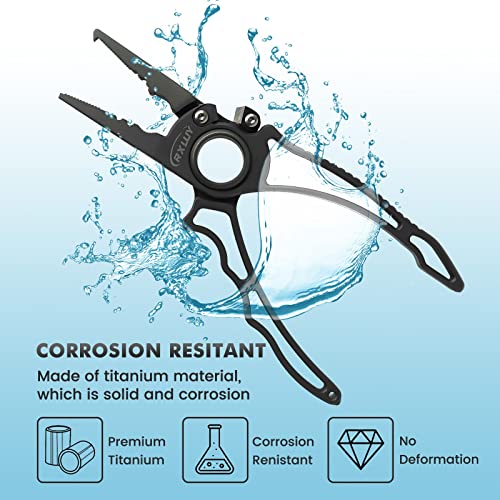 Titanium Fishing Pliers, Premium Saltwater Fishing Gear, Tungsten Cutters, Split Ring Hook Remover, Knot Tying Tool with Lanyard, Ice Fishing, Sea Fishing Kit Gifts for Men - color: Standard