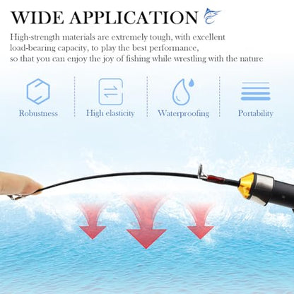 Telescopic Ice Fishing Rod, 2 Packs Mini Fishing Rod Cork HandlePortable Travel Fishing Pole for Saltwater Freshwater Fishing, 25Inch