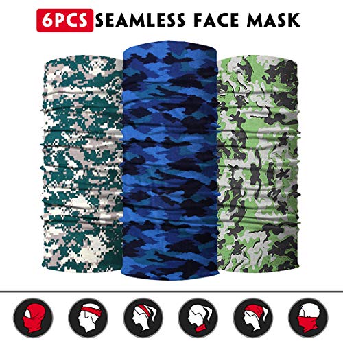 Venswell Neck Gaiter Face Mask Men Women,Seamless Bandana Rave Face Cover Scarf Mask,Balaclava,Headband, Head Wrap,Headwear - color: A-bright Camo