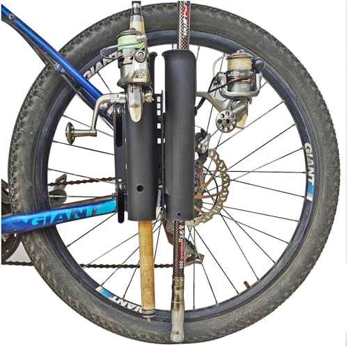 2-Tubes Fishing Rod Holder for Bike, Bike Fishing Pole Holder and Carrier,Rod Rack for Bicycle Fishing,Easy to Mount