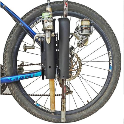 2-Tubes Fishing Rod Holder for Bike, Bike Fishing Pole Holder and Carrier,Rod Rack for Bicycle Fishing,Easy to Mount