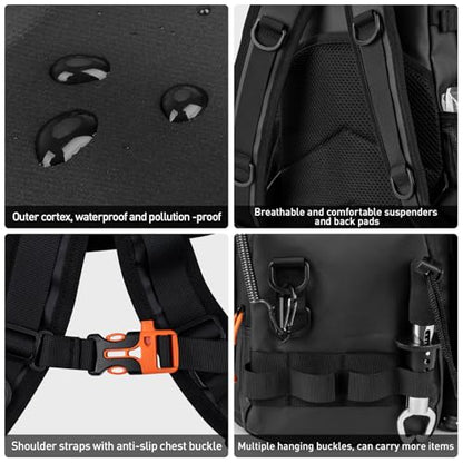 THKFISH Fishing Tool Kit, Backpack and Tackle Box with Tackle Included Lures Hooks Sinkers Accessories Kit,Pliers, Fish Lip Gripper, Fishing Gear and Fishing Gift for Men - color: Black-462pcs
