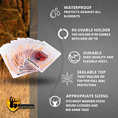 Hunting License Holder and Tag Holder - Waterproof and Zip Ties Included for Securing, Great for Deer, Turkey, Elk (3 pack)