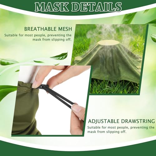 Geyoga 3 Pcs Cooling Neck Gaiter for Men Women Breathable Mesh UV Protection Summer Neck Cover with Mesh Hole Strap Neck Wrap - color: Light Khaki, Grass Green, Army Green