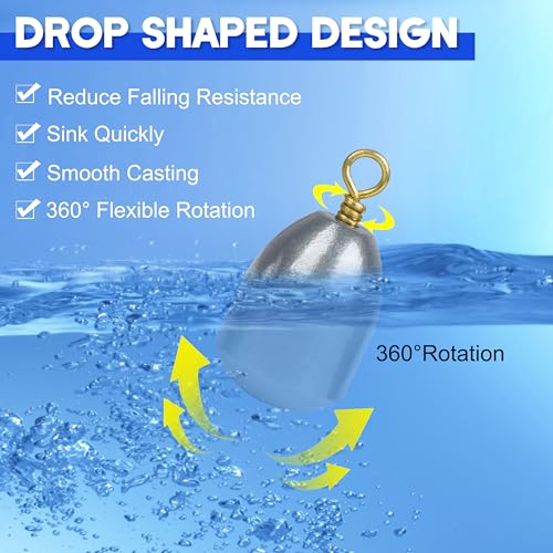 Fishing Weights Sinkers Kit,19/52pcs Bass Casting Sinkers Weights Bell Sinkers Assorted Iron Fishing Weights Drop Catfish Sinkers Weights for Saltwater Freshwater Fishing - style: 19pcs Kit