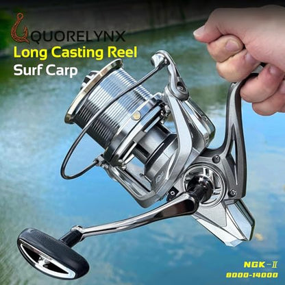 Saltwater Spinning Reels 8000/10000/14000, Heavy Duty Surf Fishing Reel for Long Casting, 6+1BB, 4.8:1 Gear Ratio, 61lbs Max Drag, Corrosion-Resistant CNC Aluminum High Capacity Spool - size: 8000
