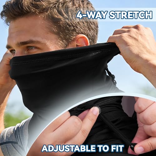 UPF 50+ Breathable Neck Gaiter, Adjustable Quick Dry Neck Gaiters for Men & Women Sun Protection Face Mask for Fishing - color: 4black