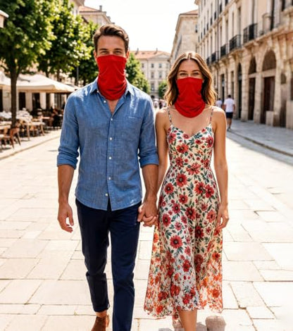 Fishing Neck Gaiter, Sun Protection Face Mask, Cooling Neck Shield Scarf Cycling Balaclava Bandana for Men and Women - color: Red Pack