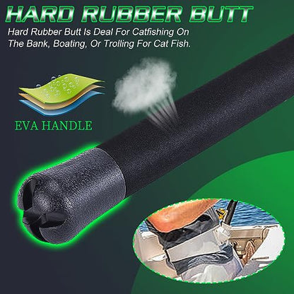 Sougayilang Catfish & Saltwater Surf Combo – 2-Piece Medium Heavy Casting Rod with Conventional Reel, 6+1 Bearings, Aluminum Uplock Seat for Catfish, Salmon, Striper, Bluefish(7'/7'6''/8') - color: A-8'0''-600 left hand