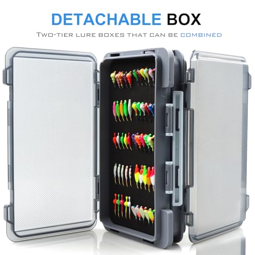 Ice Fishing Jigs Kit 100pcs Lures Bait Icefishing Set Crappie Jig Hooks Gear Accessories for Walleye Panfish with Tackle Box Gifts for Men - color: 100pcs ice fishing jigs with two lure boxes