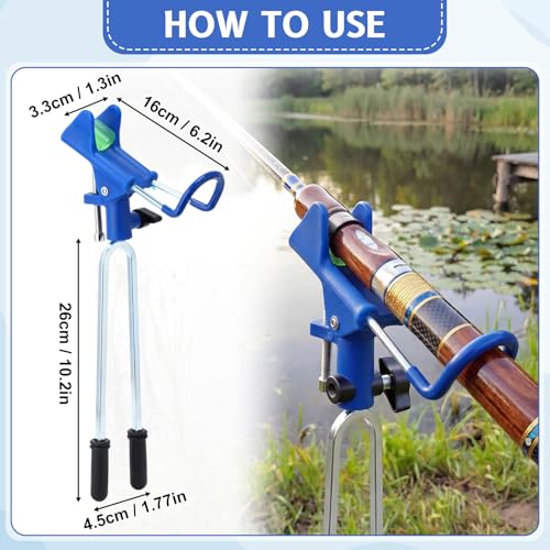 6 Pcs Fishing Rod Holder for Ground Upgraded Bank Fishing Pole Holders Adjustable Extra Long Drill Rod Stand for Catfish, Beach, Mud, Gifts for Men Birthday Christmas - color: Blue