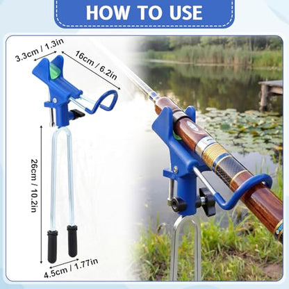 6 Pcs Fishing Rod Holder for Ground Upgraded Bank Fishing Pole Holders Adjustable Extra Long Drill Rod Stand for Catfish, Beach, Mud, Gifts for Men Birthday Christmas - color: Blue