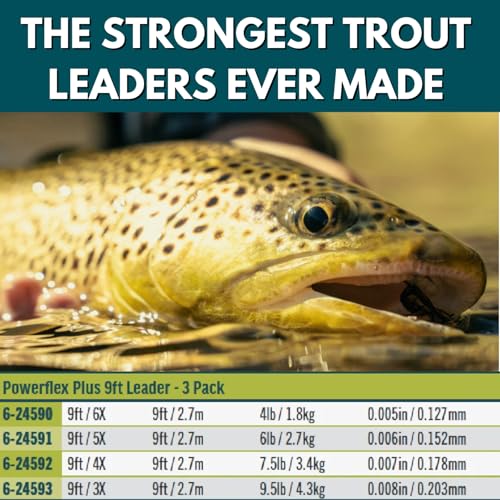 RIO PRODUCTS Trout Powerflex Plus Leader, Pre-Tied Loop for Easy Rigging, High Performance Tapered Leader Line - size: 3X, style: 9 Ft