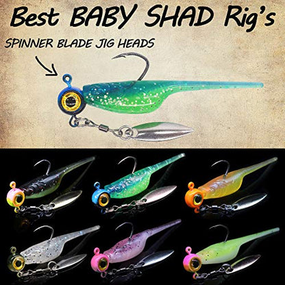 Crappie-Baits- Plastics-Jig-Heads-Kit-Shad-Minnow-Fishing-Lures-for Crappie-Panfish-Bluegill-40 &135 Piece Kit - color: BABY SHAD 40 pc.KIT COMBO 2