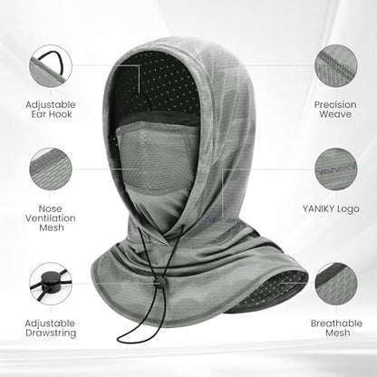 YANIKY Summer Cooling Balaclava with Breathable Holes, Sun UV Protection Face Mask for Running, Cycling, Fishing, Men & Women - color: gray Tones Set (Black/Dark Gray/Light Gray)