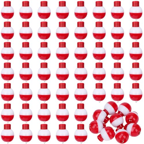 Coopay Fishing Bobbers 30Pcs-50Pcs/Lot Hard ABS Fishing Floats Set Snap on Float Red/White Bobbers Push Button Round Buoy Tackle Accessories - style: 0.5inch-50pcs