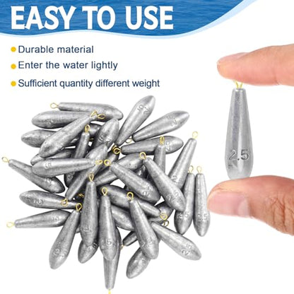 Landhoow Drop Shot Fishing Sinker Weights Kit Freshwater Catfishing Fishing Sinker Bass Casting Removable Line Saltwater Streamlined Snap Weight for Trolling Surf Tackle - size: 2.5 oz