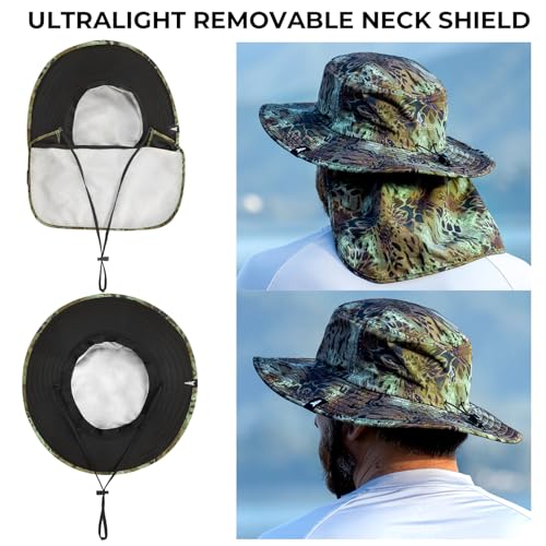 KastKing Sol Armis UPF 50 Boonie Hat - Sun Protection Hat, Fishing Hat, Beach & Hiking Hat, Paddling - color: Z: Prym1 Ambush, size: With Neck Shield