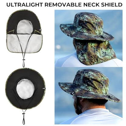 KastKing Sol Armis UPF 50 Boonie Hat - Sun Protection Hat, Fishing Hat, Beach & Hiking Hat, Paddling - color: Z: Prym1 Ambush, size: With Neck Shield