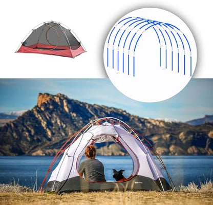 DIY 17 in, 36 Packs， Long Approximately 52ft, Diameter - 6.5mm Tent Pole, Replacement, Plant Grow Tunnel ，Telescopic Rod，Suitable for All Kinds of Outdoor Camping Tent - color: 17 inches- 36 packs (blue)