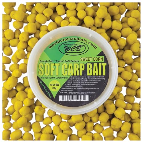 WCB Carp Baits Fishing Dough Bait Paste Soft Pellets - Soft Carp Bait - Ideal for Carp and Catfish Fishing - style: Flavor: Sweet Corn