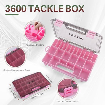 Goture Fishing Backpack with 4 Tackle Boxes,58L 900D Water-Resistant Tackle Backpack with Cooler,Rod Holders,8 Lure Pockets, Detachable Crossbody Bag,Gear Storage Large Fishing Bag for Camping Hiking - color: D1:bling Pink With 4 Tackle Boxes