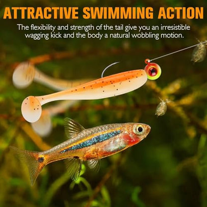 Dovesun Crappie Lures Kit Soft Plastic Baits Paddle Tail Swimbaits Fishing Soft Plastic Lures Crappie Walleye Trout Bass Fishing Baits 60pcs/75pcs - color: Paddle Tail-1.97in-60pcs